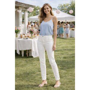 Ann Taylor The Skinny Mid Rise White Jeans Size 2 Stretch Cotton LYCRA